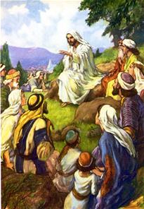 Jezus predikt op de berg