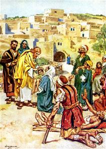 Jezus geneest een schare kreupelen, lammen en andere zieken