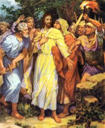 Jezus wordt gegrepen door de knechten van de priesters