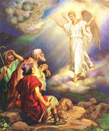 Een Engel verschijnt aan de herders om Christus' geboorte aan te kondigen