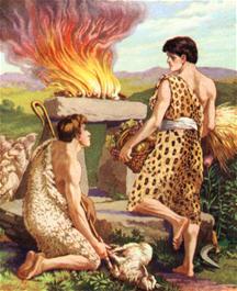Kain en Abel brengen hun offer