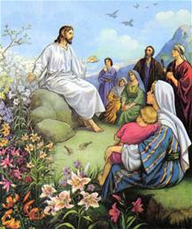 Jezus laat zien hoe God voor de musjes zorgt en hoe goed de bloemen bekleed zijn