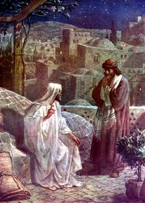 Nicodemus komt 'snachts om met Jezus te spreken