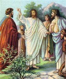 Jezus praat met zijn dicipelen